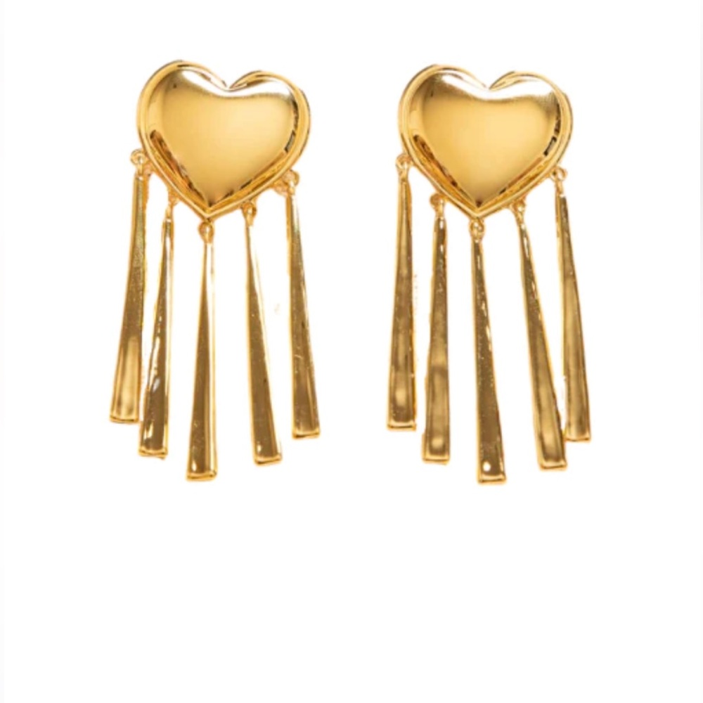 NWT HART Hagarty Party Harty Gold Heart Statement Earrings